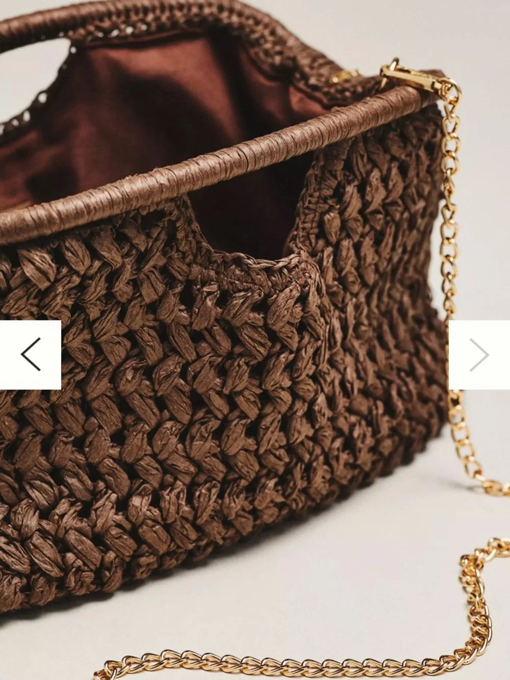 Anthropologie woven raffia brown shoulder bag / clutch removable chain - Picture 3 of 12